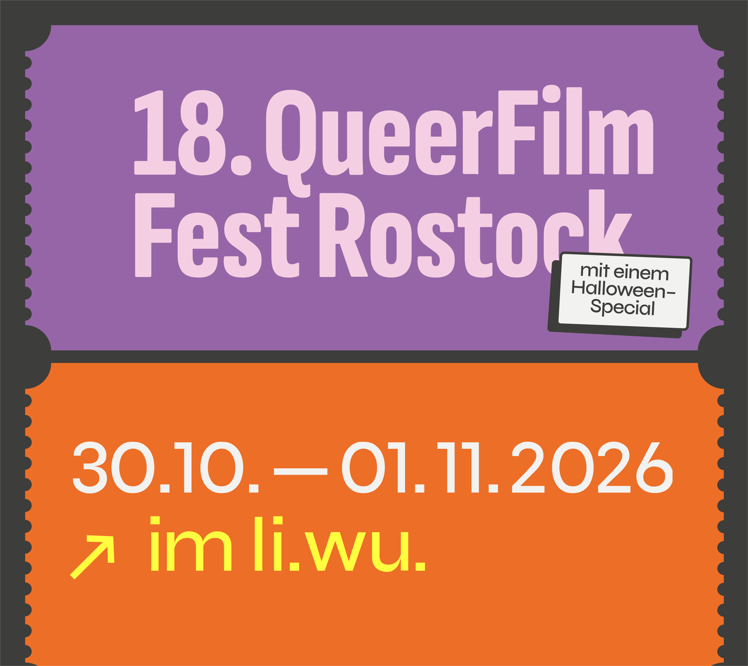 QueerFilmFest Rostock – Hauptlogo mit Datum