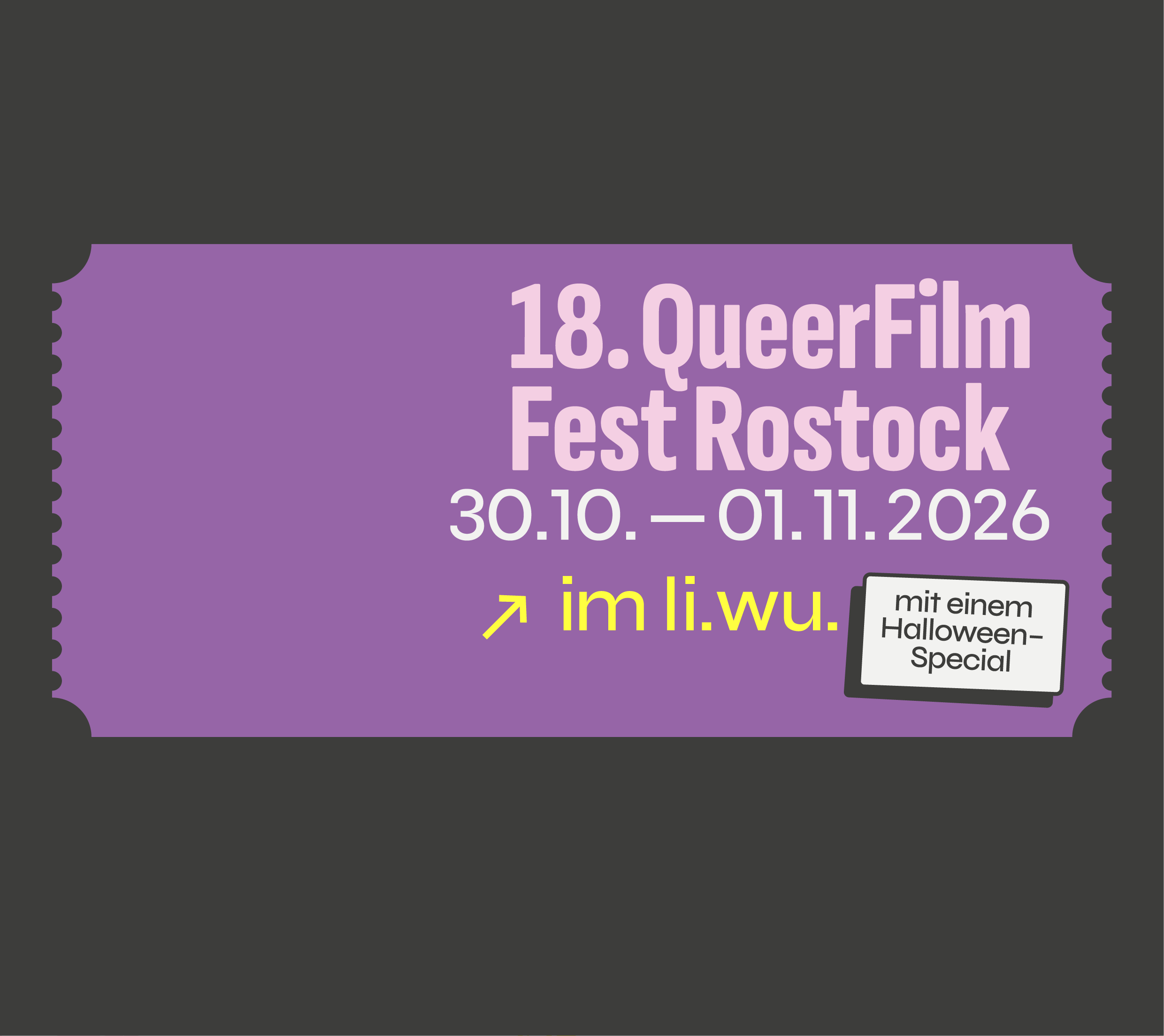 QueerFilmFest Rostock – Hauptlogo mit Datum